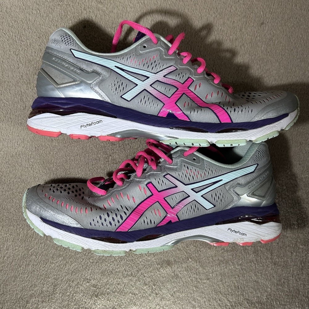 ASICS GEL-Kayano 25 Silver Pink‎ Purple Running Shoes T899N Wide D 11W